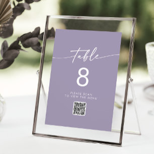 Boho Chic Lavender Purple QR Code Table Numbers