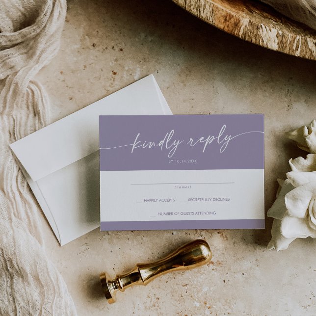 Boho Chic Lavender Purple Simple Wedding RSVP Card (Creator Uploaded)