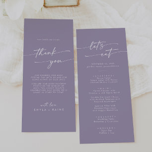 Boho Chic Lavender Purple Thank You and Wedding Menu