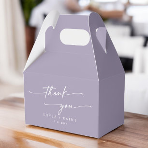 Boho Chic Lavender Purple Thank You Wedding Favor Boxes