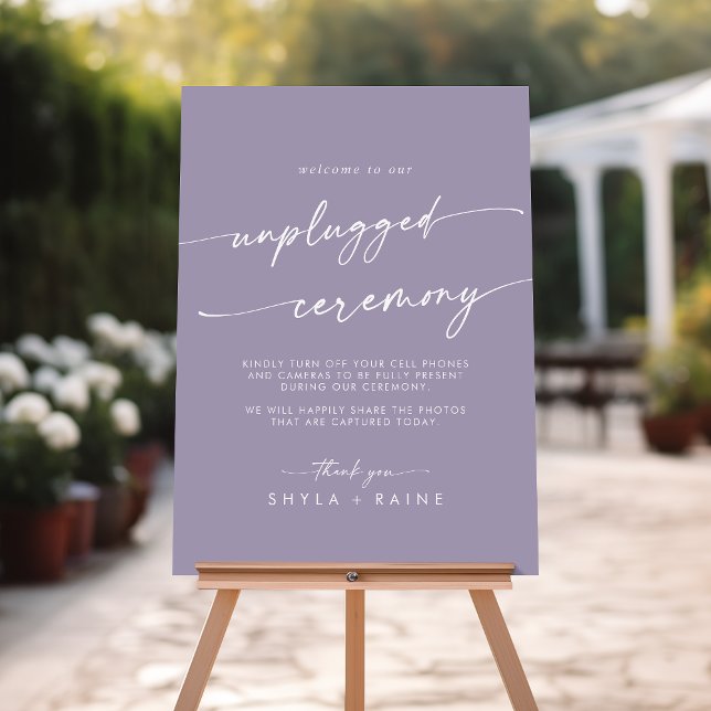 Boho Chic Lavender Purple Unplugged Ceremony Sign (Creator Uploaded)