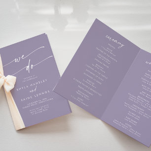 Boho Chic Lavender Purple We Do Folded Wedding Program