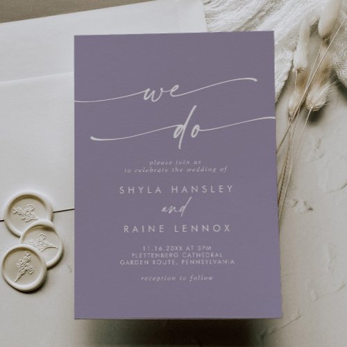 Boho Chic Lavender Purple We Do Wedding Invitation