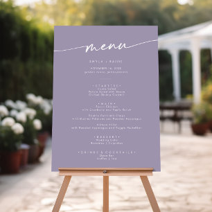 Boho Chic Lavender Purple Wedding Menu Foam Board