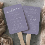 Boho Chic Lavender Purple Wedding Program Hand Fan<br><div class="desc">This boho chic lavender purple wedding program hand fan is perfect for a minimalist wedding ceremony. The colorful dusty purple modern bohemian design features simple rustic calligraphy with a unique yet classic style. Personalize your wedding program with you names, wedding date, location, thank you message, order of service, and wedding...</div>