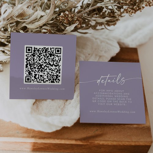 Boho Chic Lavender Purple Wedding QR Code Details Enclosure Card