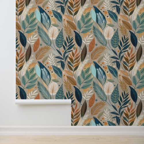 Boho Chic Leaf Pattern Wallpaper