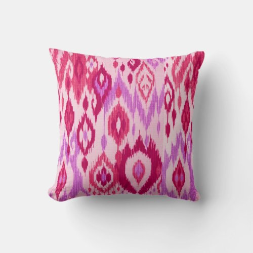 Boho Chic lilac orchid pink Ikat Tribal Tapestry Throw Pillow