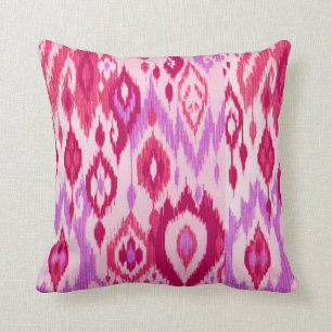 Boho Chic lilac orchid pink Ikat Tribal Tapestry Throw Pillow