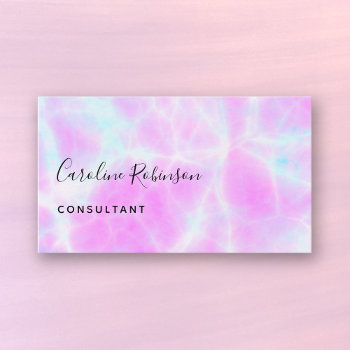 Boho Chic Lilac Pink Aqua Pretty Marble Consultant Business Card by TabbyGun at Zazzle