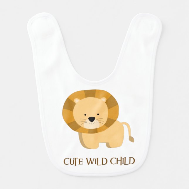 Boho Chic Lion Cute Wild Child Baby Bib (Front)