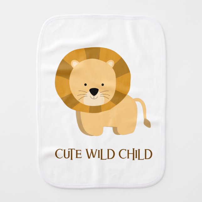 Boho Chic Lion Cute Wild Child Baby Burp Cloth (Front)