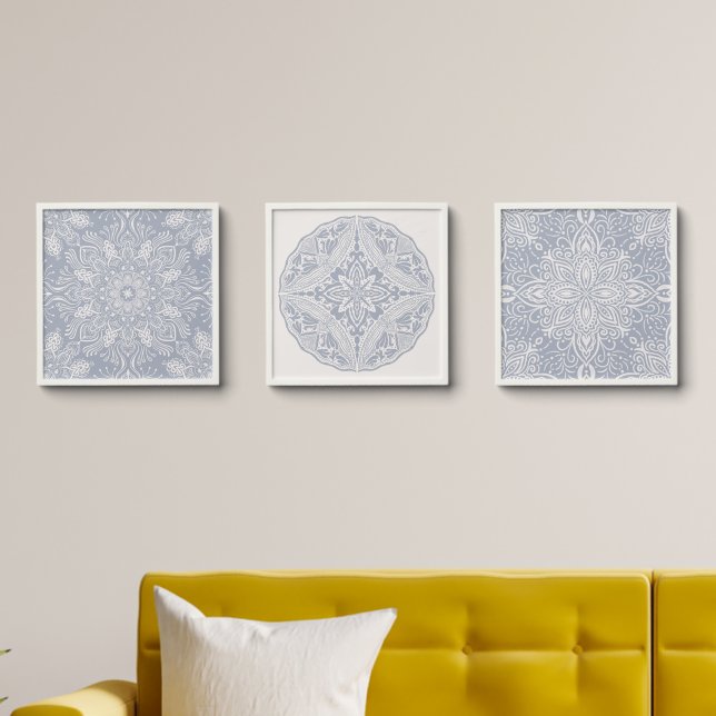 Boho Chic Mandala art set Peel And Stick Photo Tile (Living Room)