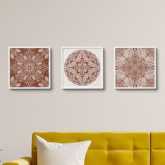 Boho Chic Mandala art set Peel And Stick Photo Tile (Living Room)