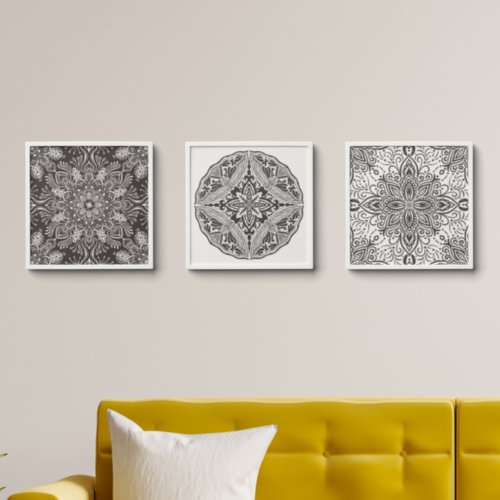 Boho Chic Mandala art set Peel And Stick Photo Tile