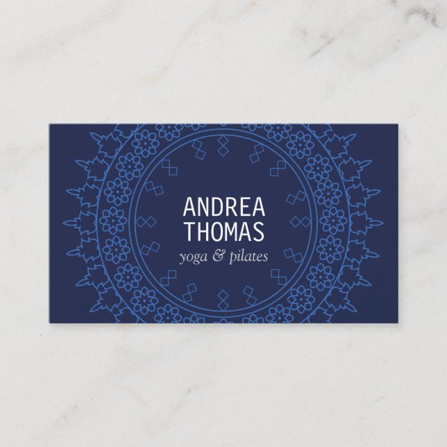 Boho Chic Mandala Blue/Blue Business Card (Front)