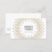 Boho Chic Mandala Faux Gold/White Business Card (Front/Back)