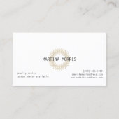 Boho Chic Mandala Faux Gold/White Business Card (Back)