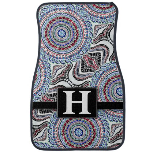 Boho Chic Mandala Kaleidoscope Monogram Classic Car Floor Mat