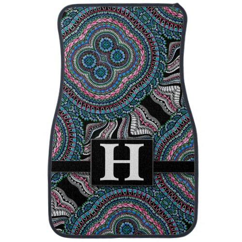 Boho Chic Mandala Kaleidoscope Monogram Classic Car Floor Mat