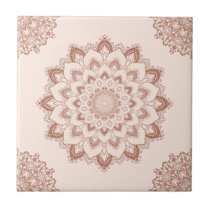 Boho Chic Mandala Modern Accent Neutral Ceramic Tile