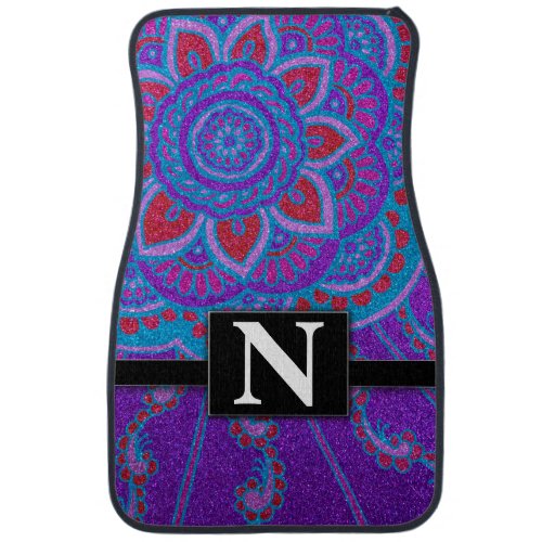 Boho Chic Mandala Modern Monogrammed Classic Car Floor Mat