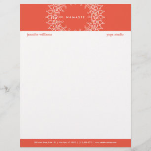 Boho Chic Mandala Namaste Yoga Coral Letterhead