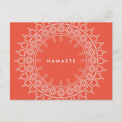 Boho Chic Mandala Namaste Yoga Coral Postcard