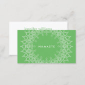 Boho Chic Mandala Namaste Yoga Green Business Card (Front/Back)