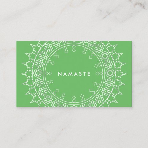 Boho Chic Mandala Namaste Yoga Green Business Card