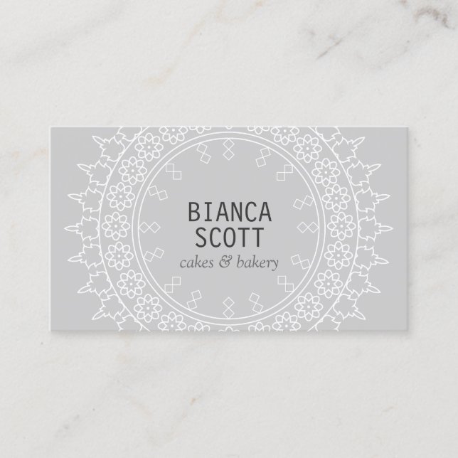 Boho Chic Mandala on Light Gray Business Card (Front)