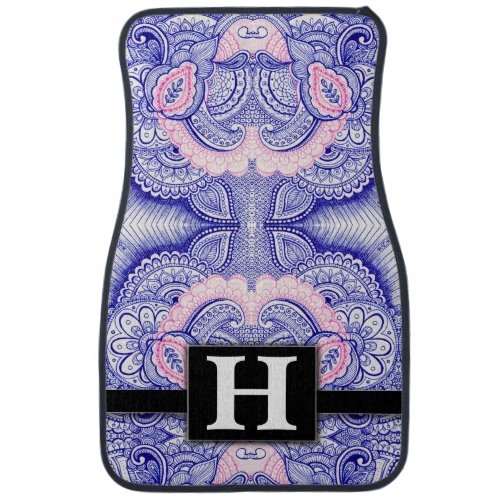 Boho Chic Mandala Paisley Monogrammed Classic Car Floor Mat