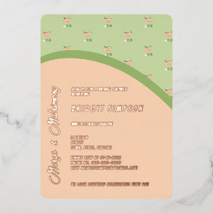 boho chic margs and matrimony bridal shower  foil invitation