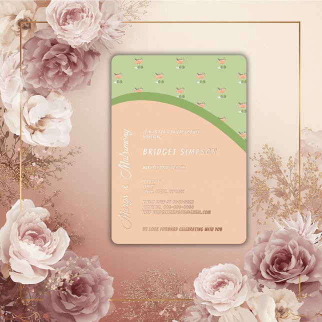 boho chic margs and matrimony bridal shower  foil invitation (Creator Uploaded)