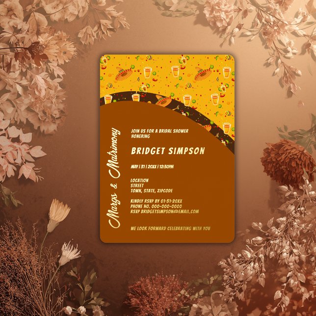 boho chic margs and matrimony bridal shower  foil invitation (Creator Uploaded)