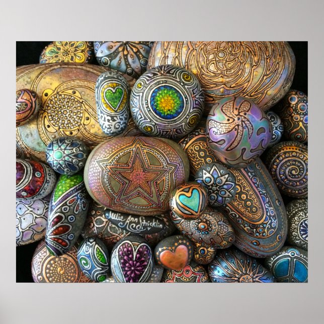 Boho -Chic meditation Rocks by Julie Ann Stricklin Poster (Front)