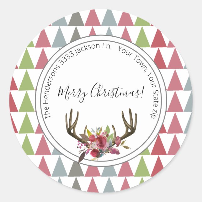 Boho Chic Merry Christmas Envelope Seal (Front)