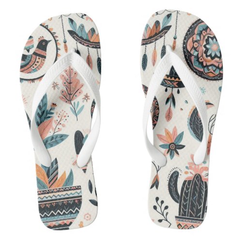 Boho Chic Mexican style Flip Flops