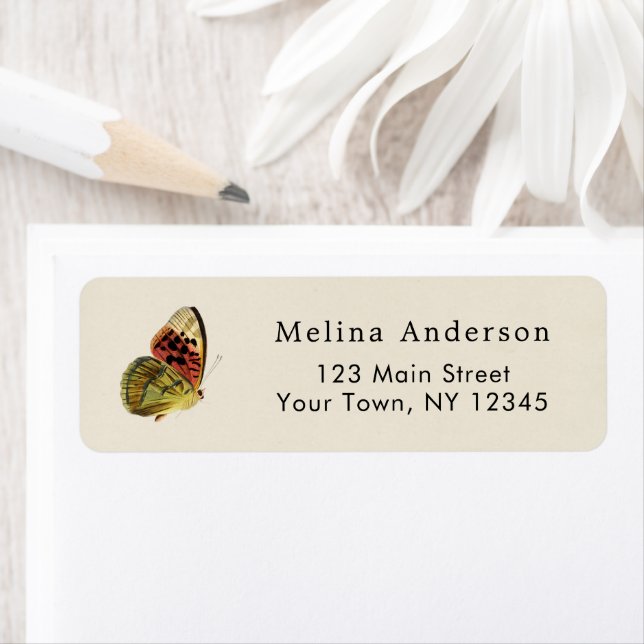 Boho Chic Minimal Butterfly Return Address Label (Insitu)