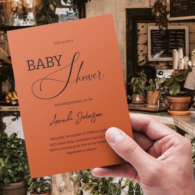 Boho Chic Minimal Terracotta Burnt Orange Rustic Invitation (Creator Uploaded)