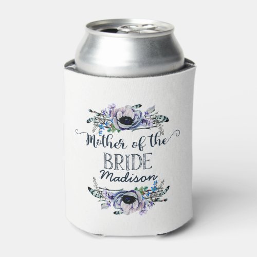 Boho Chic Mint  Navy Floral Mother of the Bride Can Cooler
