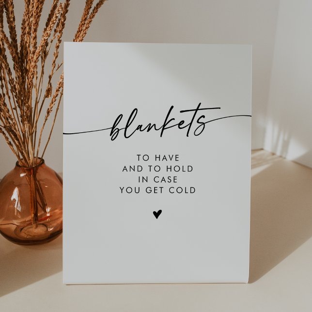 Boho Chic Modern Black and White Blanket Wedding Pedestal Sign (Boho Chic Modern Black and White Blanket Wedding Pedestal Sign)