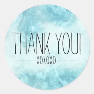 Boho Chic Modern Blue Thank You XOXOXO Classic Round Sticker