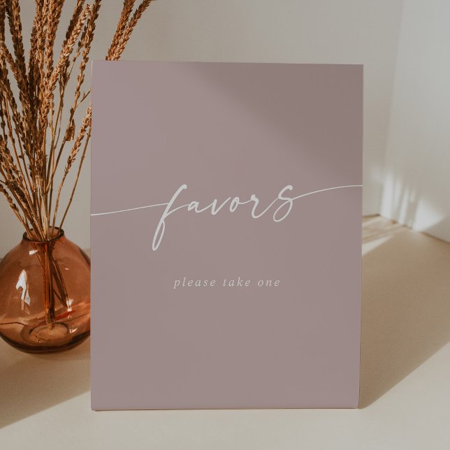 Boho Chic Modern Dusty Rose Pink Wedding Favors Pedestal Sign (Creator Uploaded)