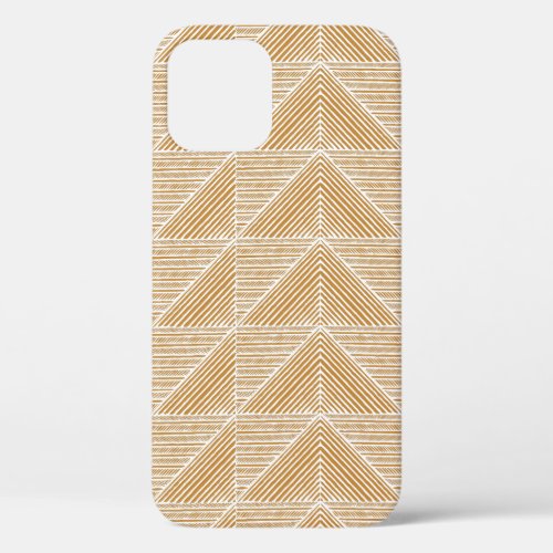 Boho Chic Modern Geometric Lines Pattern Gold iPhone 12 Pro Case