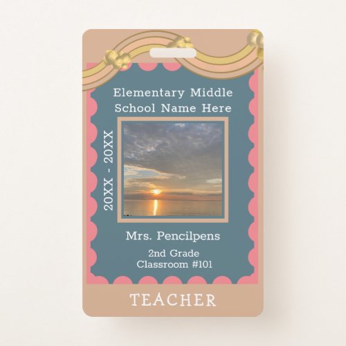 Boho Chic Modern Rainbow Custom Teacher ID Badge
