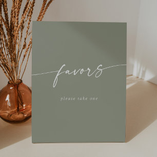 Boho Chic Modern Sage Green Wedding Favors Pedestal Sign