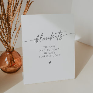 Boho Chic Modern Silver Gray Blanket Wedding Pedestal Sign