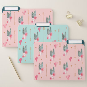 Boho Chic & Modern Watercolor Cactus Plant Pattern File Folder
