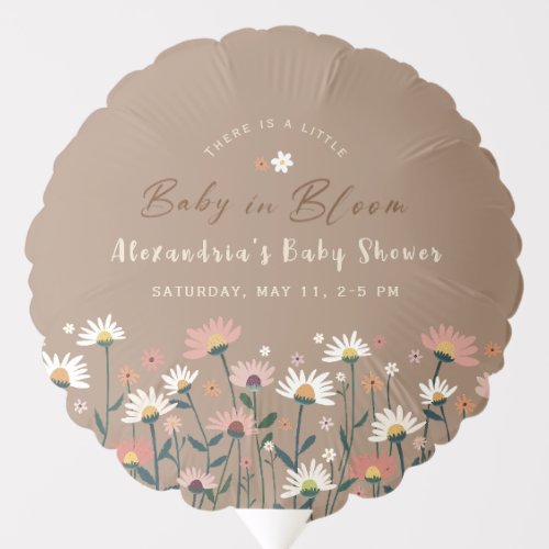 Boho Chic Modern Wildflower Baby in Bloom Shower   Balloon